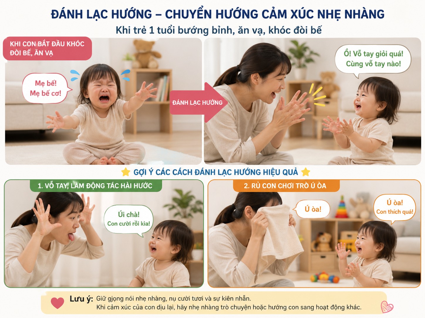 Cách dạy trẻ 1 tuổi bướng bỉnh