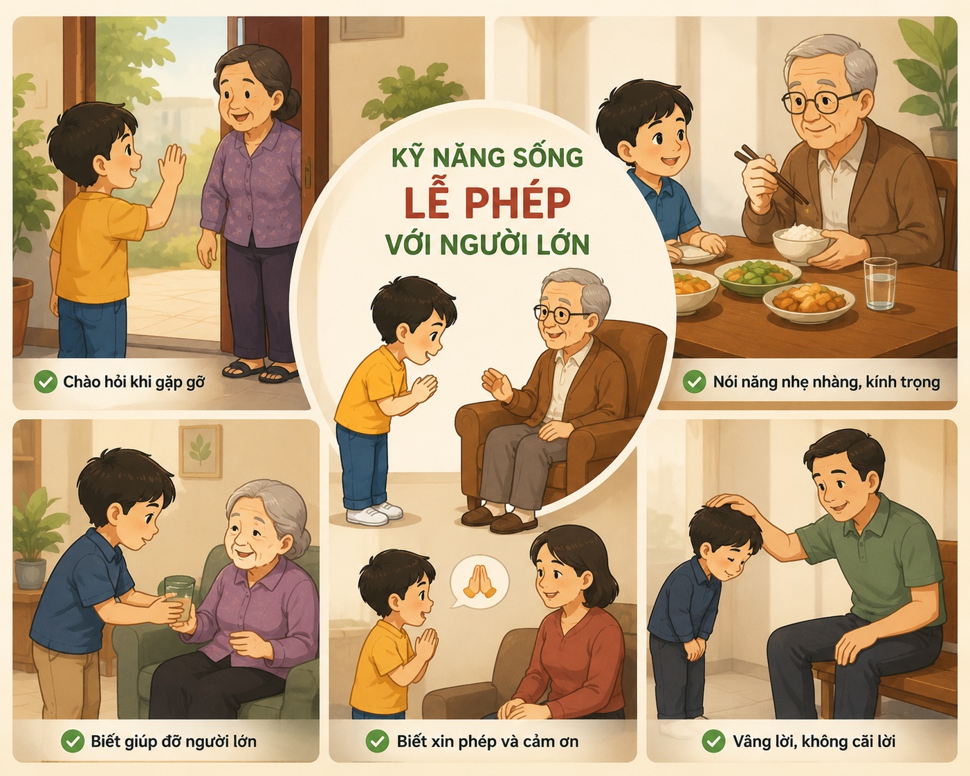 Kỹ năng sống lễ phép với người lớn