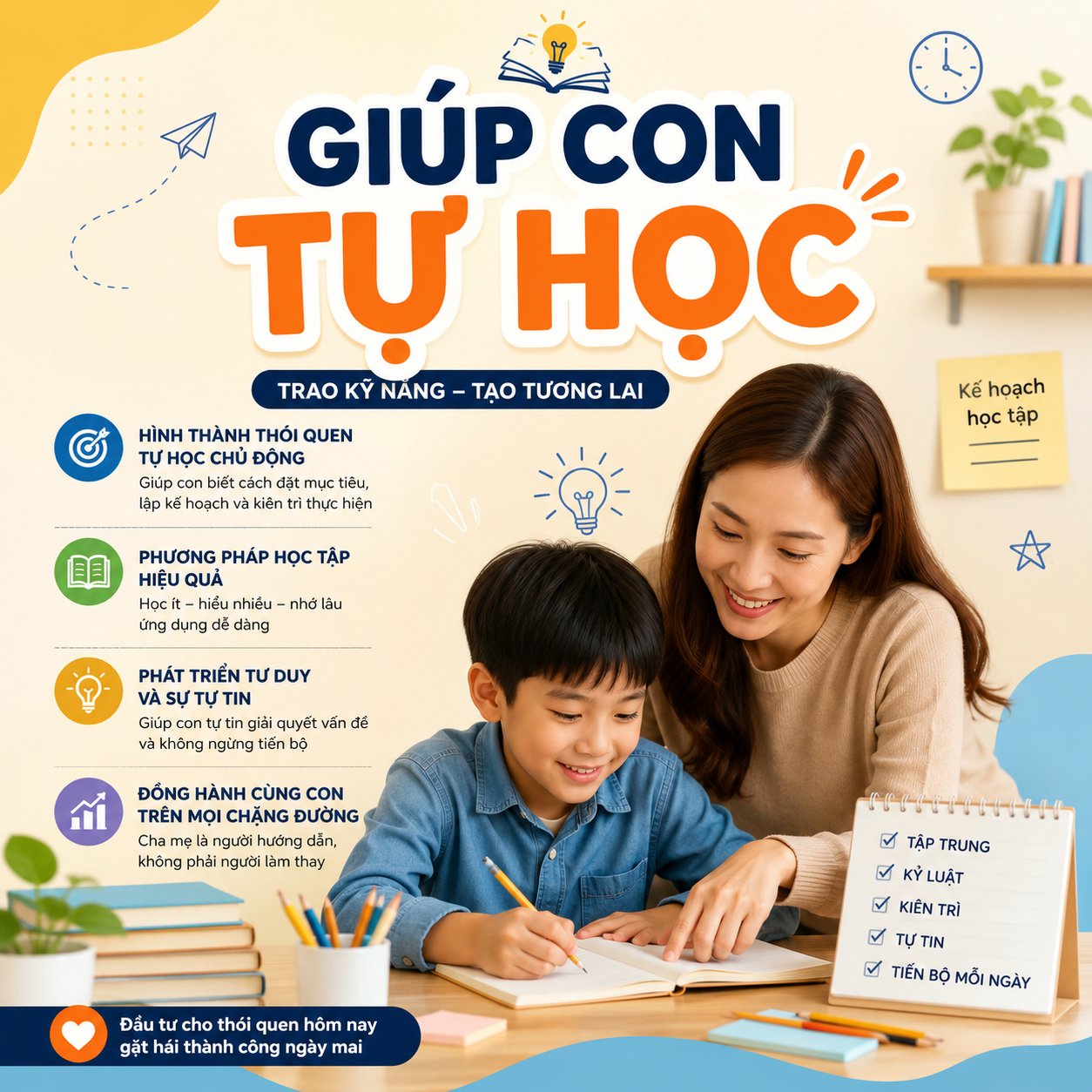 Giúp con tự học